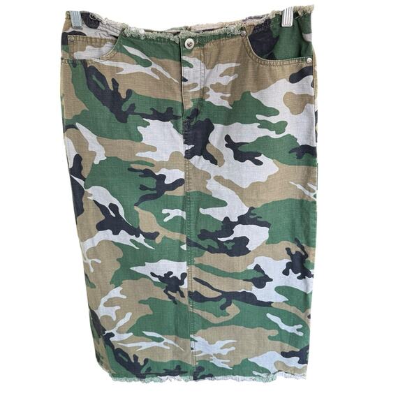 Vtg 90s Y2K Anchor Blue Brand Camouflage Camo Skirt Sz 11 Gorpcore USA Army - Picture 1 of 8